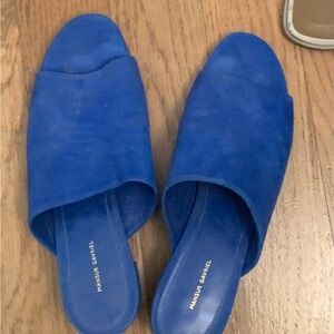 Mansur Gavriel Women's Blue Suede Slip-On Mules